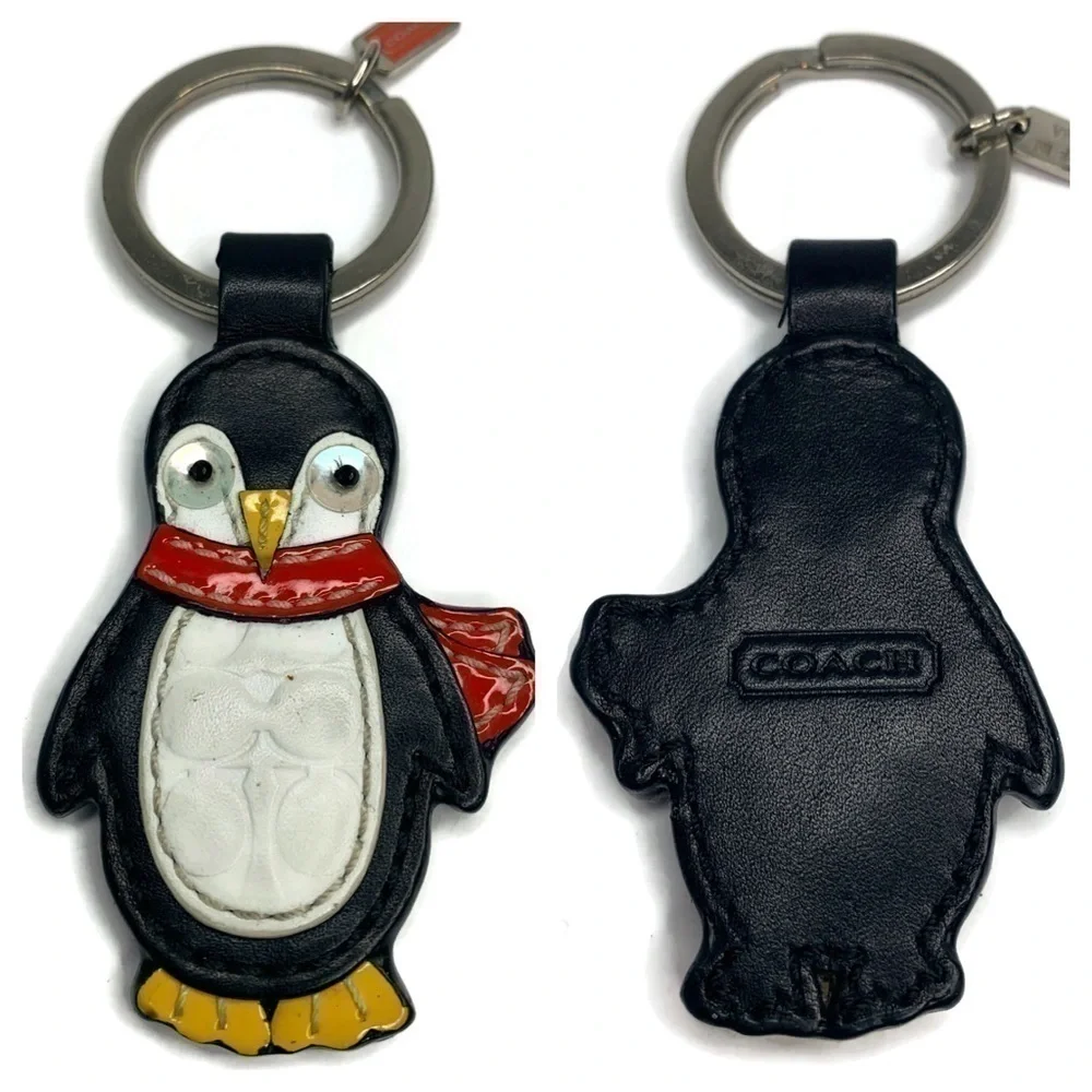 Coach Penguin 🐧 Keychain Fob Black White Vintage